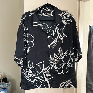 Black and White Floral Men’s Top